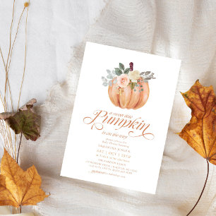 Sweet Little Pumpkin Pink Floral Fall Baby Shower Invitation