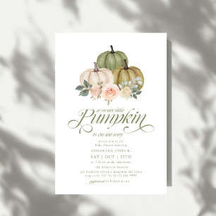 Sweet Little Pumpkin Pink Floral Fall Baby Shower  Invitation