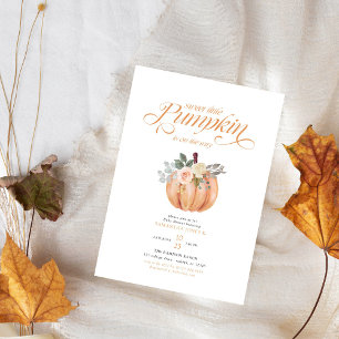 Sweet Little Pumpkin Pink Floral Fall Baby Shower Invitation