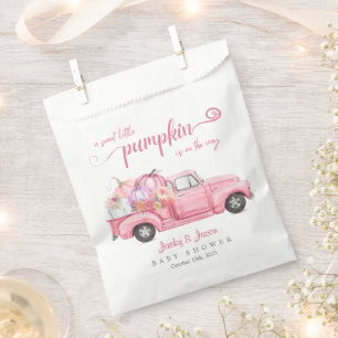 Sweet Little Pumpkin Pink Girl Baby Shower Favor Bag