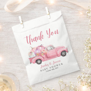 Sweet Little Pumpkin Pink Girl Baby Shower Favor Bag