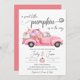 Sweet Little Pumpkin Pink Girl Baby Shower Invitation