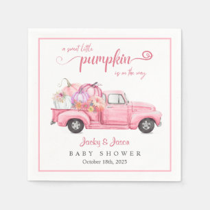 Sweet Little Pumpkin Pink Girl Baby Shower Napkins