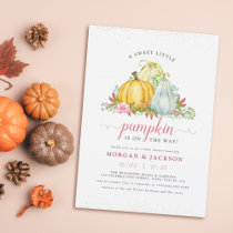 Sweet Little Pumpkin Pink Gold Girl Baby Shower Postcard