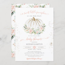 Sweet Little Pumpkin Soft Pink Autumn Baby Shower Invitation