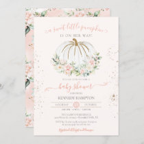 Sweet Little Pumpkin Soft Pink Autumn Baby Shower Invitation