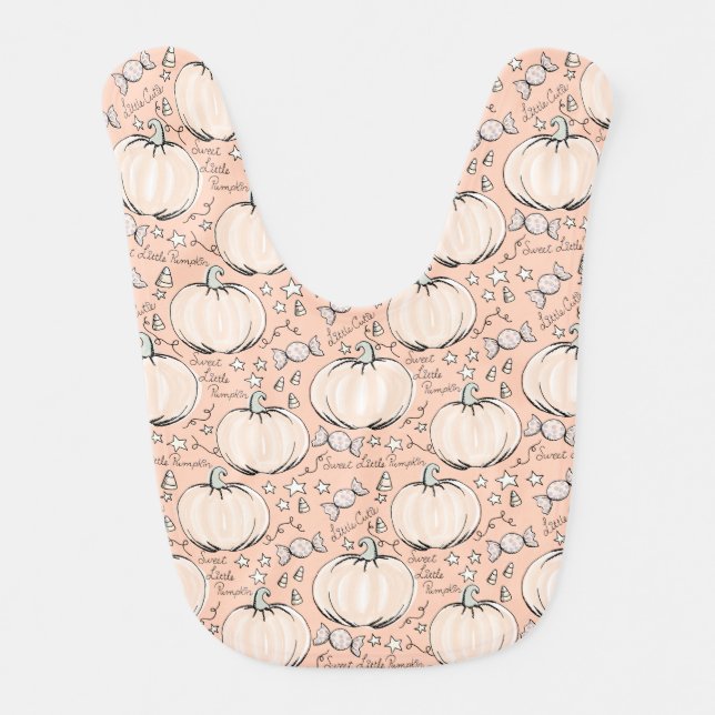 Sweet Little Pumpkin, Stars & Candy Halloween Baby Bib (Front)
