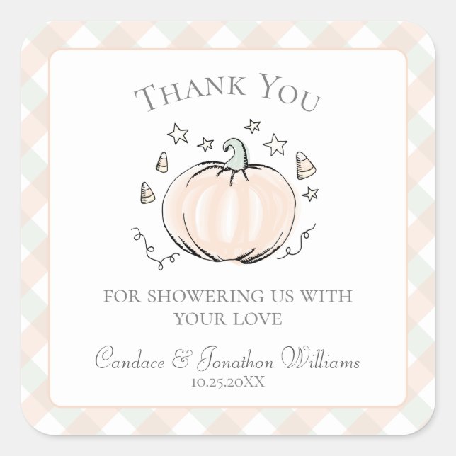 Sweet Little Pumpkin Thank You Favor Sticker (Front)