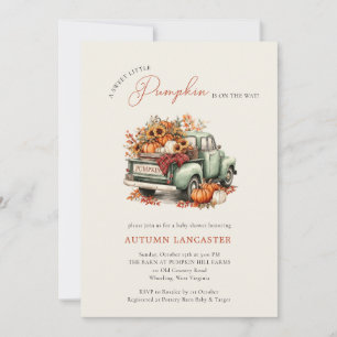 Sweet Little Pumpkin Truck Fall Baby Shower  Invitation