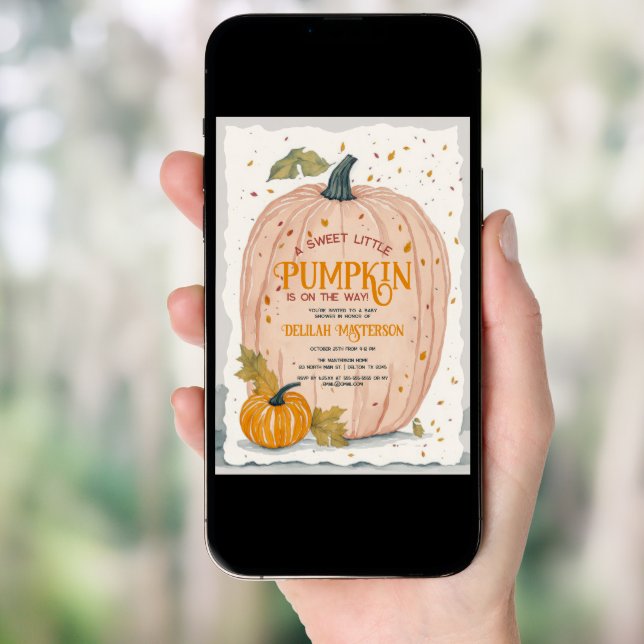 Sweet Little Pumpkin Watercolor Baby Shower Invitation (Front Digital)