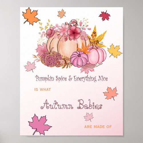 Sweet Little Pumpking Girl Spice  Nice Pink Fall  Poster