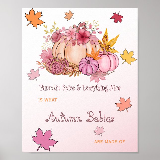 Sweet Little Pumpking Girl Spice & Nice Pink Fall  Poster (Front)