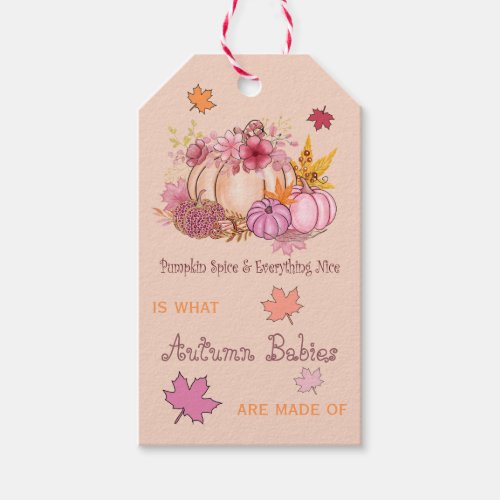 Sweet Little Pumpking Hello Spice  Nice Pink Fall Gift Tags