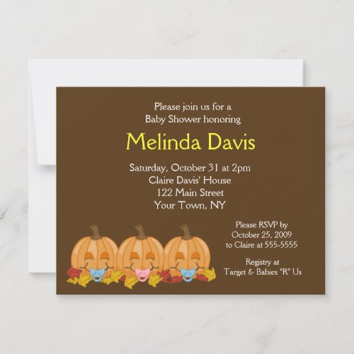 Sweet Little Pumpkins Fall Baby Shower Invitation