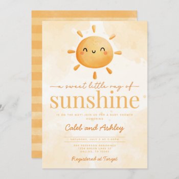 Sweet Little Ray Of Sunshine Sun Baby Shower Invitation by PerfectPrintableCo at Zazzle