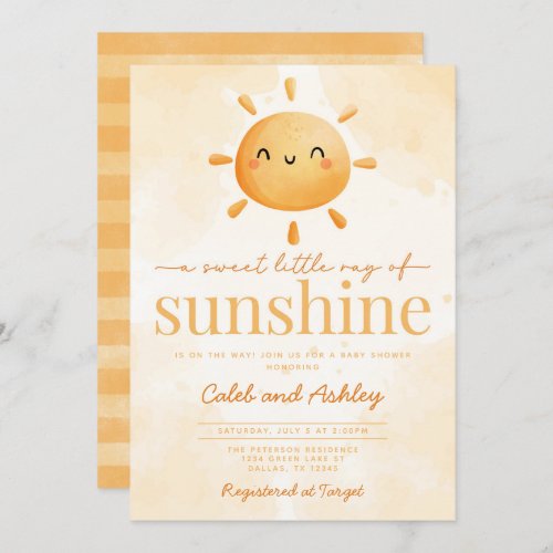 Sweet Little Ray of Sunshine Sun Baby Shower Invitation