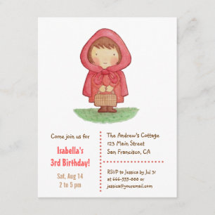 Sweet Little Red Riding Hood Girls Birthday Party Invitation