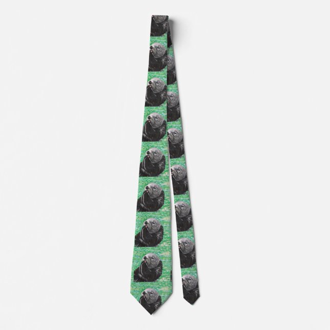 Sweet Little Sea Otter Painting Neck Tie (Front)