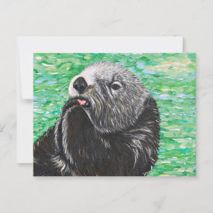 Sweet Little Sea Otter Painting Postcard