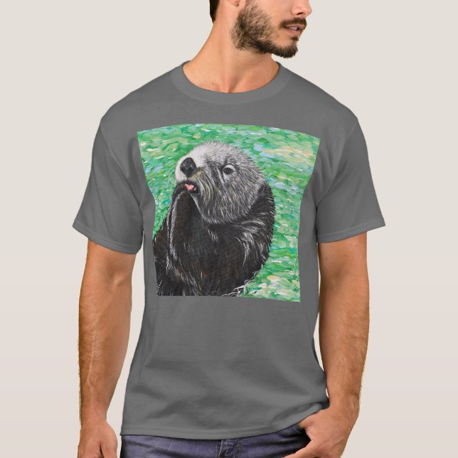 Sweet Little Sea Otter Painting T-Shirt (Front)
