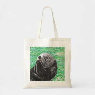 Sweet Little Sea Otter Painting Tote Bag