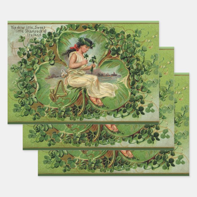 Sweet Little Shamrock Wrapping Paper Sheets (Set)