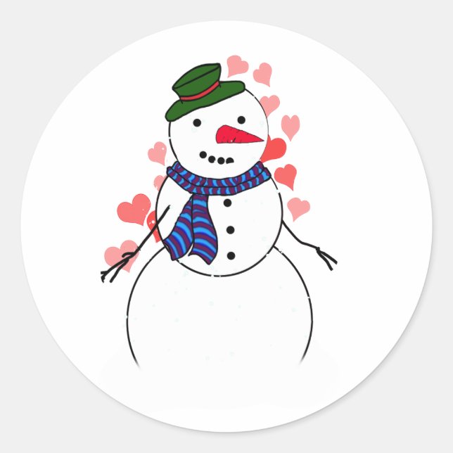 Sweet Little Snowman Classic Round Sticker (Front)