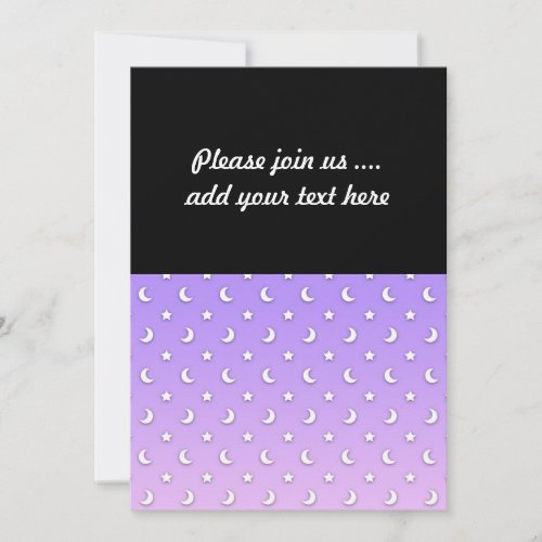 Sweet Little Stars and Moons Pattern Custom Invitations