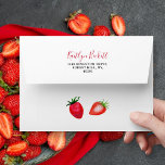 Sweet Little Strawberry Envelope<br><div class="desc">These sweet little strawberry envelopes are perfect for anyone sending out mail this year. The design features a hand painted watercolor strawberries on a simple white background with easy to personalize template wording.</div>