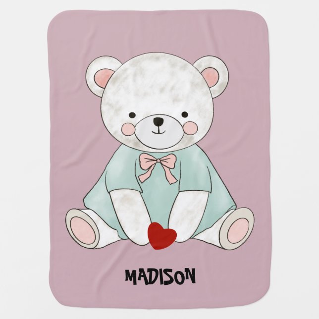 Sweet little teddy  baby blanket (Front)