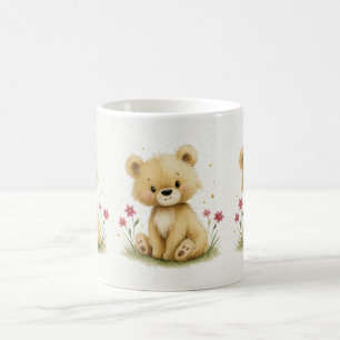 Sweet Little Teddy in a Starry Garden Coffee Mug