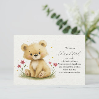 Sweet Little Teddy in a Starry Garden Thank You Card