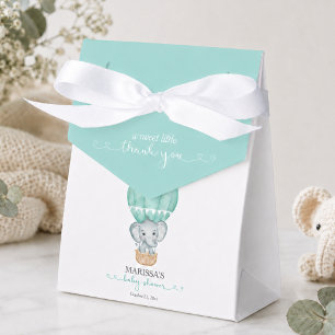 Sweet Little Thank You Green Elephant Baby Shower Favor Boxes