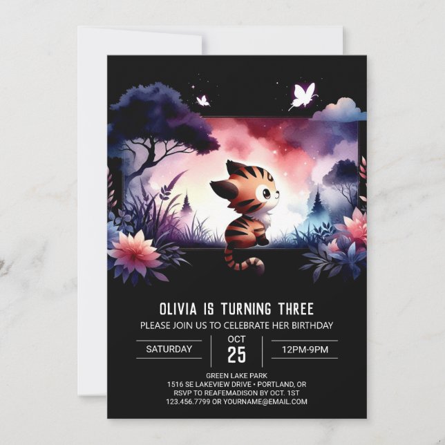 Sweet Little Tiger Birthday Invitation (Front)