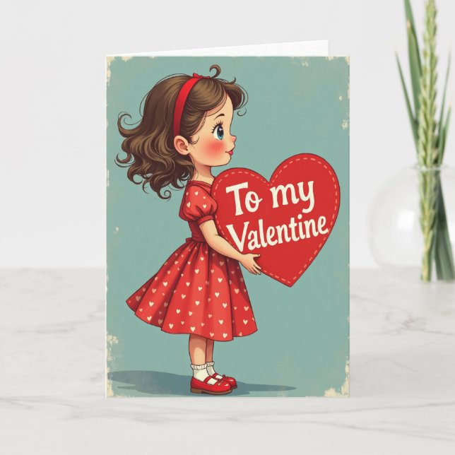 Sweet Little Valentine Girl Card (Front)