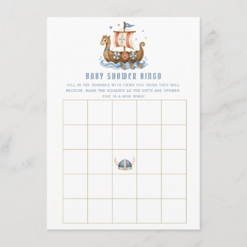 Sweet Little Viking | Baby Shower Bingo Game Enclosure Card