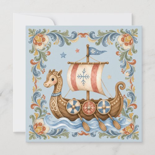 Sweet Little Viking Baby Shower Thank You Card