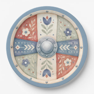 Sweet Little Viking Shield Baby Shower Paper Plates