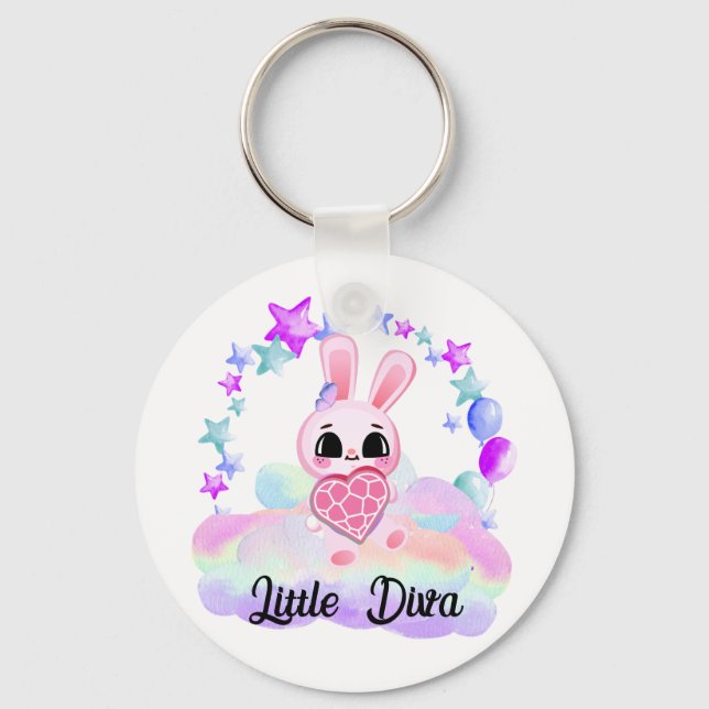 sweet little white rabbit  keychain (Front)