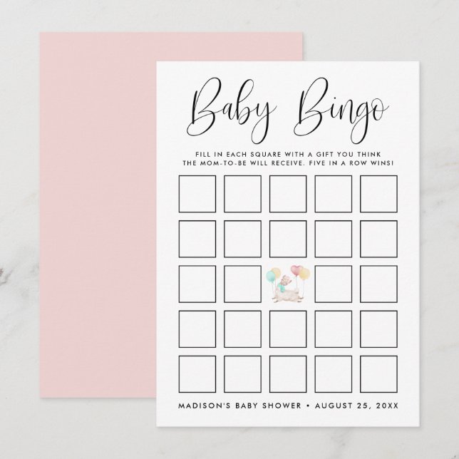 Sweet Llama Baby Shower Bingo Card (Front/Back)