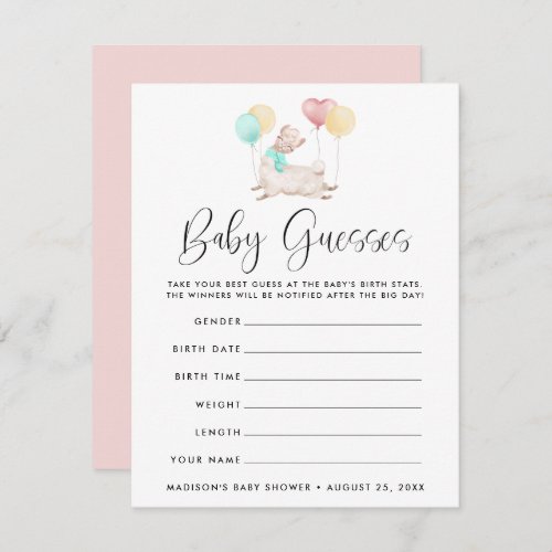 Sweet Llama Baby Shower Guessing Game
