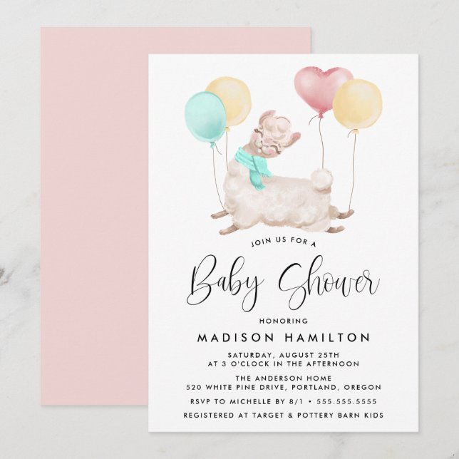Sweet Llama Baby Shower Invitation (Front/Back)