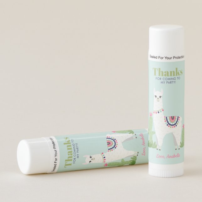Sweet Llama Girl's Birthday Party Lip Balm (Front)
