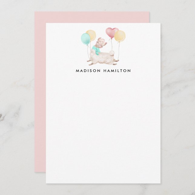 Sweet Llama Personalized Stationery Note Card (Front/Back)