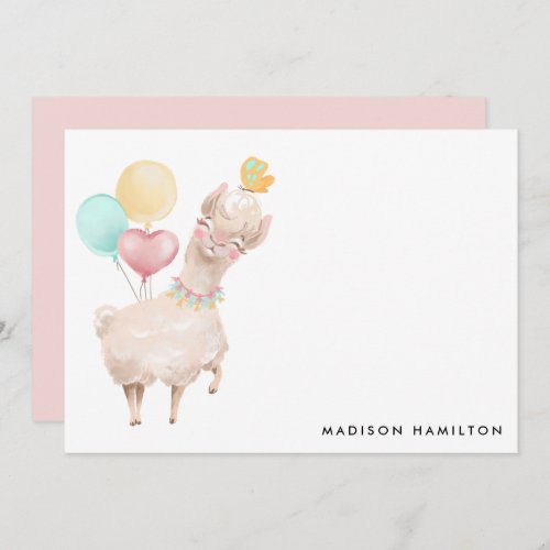 Sweet Llama Personalized Stationery Note Card