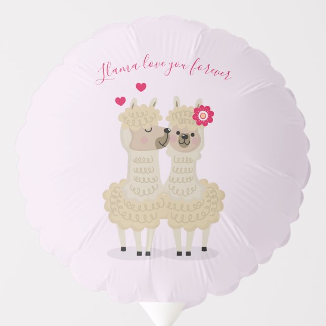 Sweet Llama Pun Personalized Valentines Day Balloon (Front)