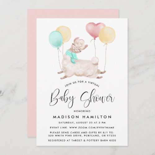 Sweet Llama Virtual Baby Shower Invitation