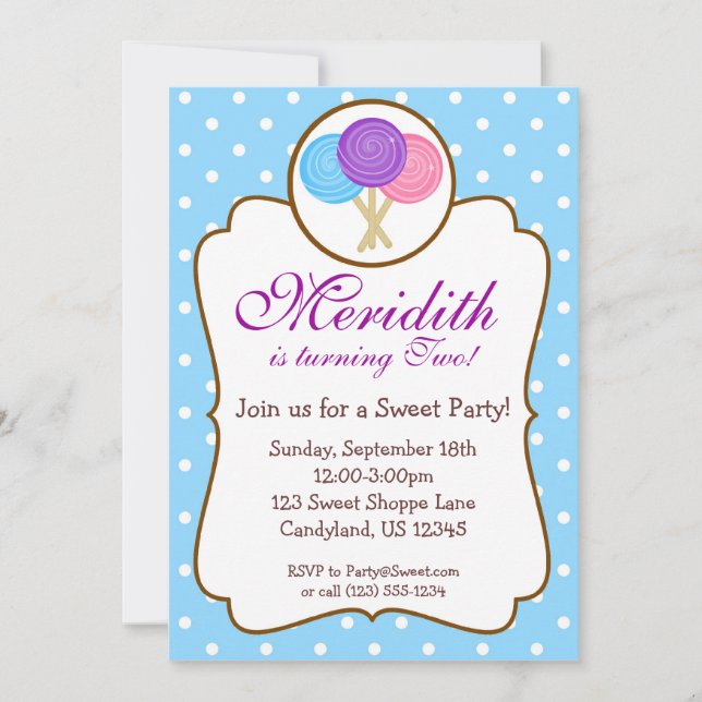 Sweet Lollipop Birthday Party Invitation (Front)