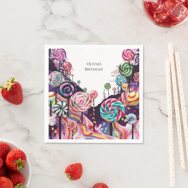 Sweet Lollipop Candyland Birthday Napkins (Insitu)