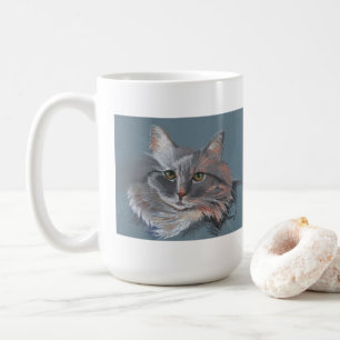 Sweet Long Hair Cat Fun Colorful Original Art mug